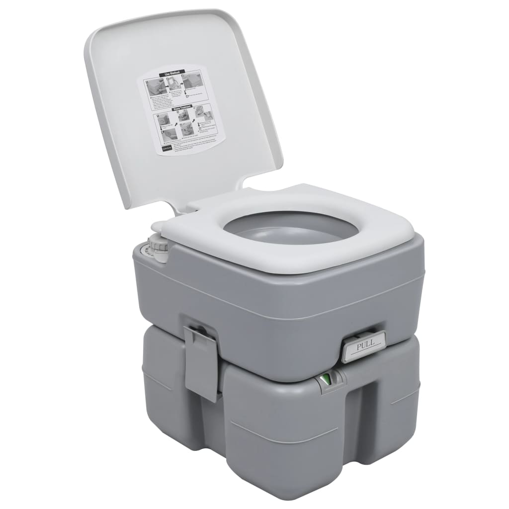 Romantiek Crack pot embargo vidaXL Portable Camping Toilet Gray 5.3+2.6 gal | vidaXL.com
