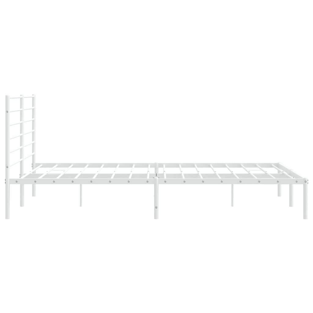 vidaXL Metal Bed Frame without Mattress with Headboard White 76"x79.9"