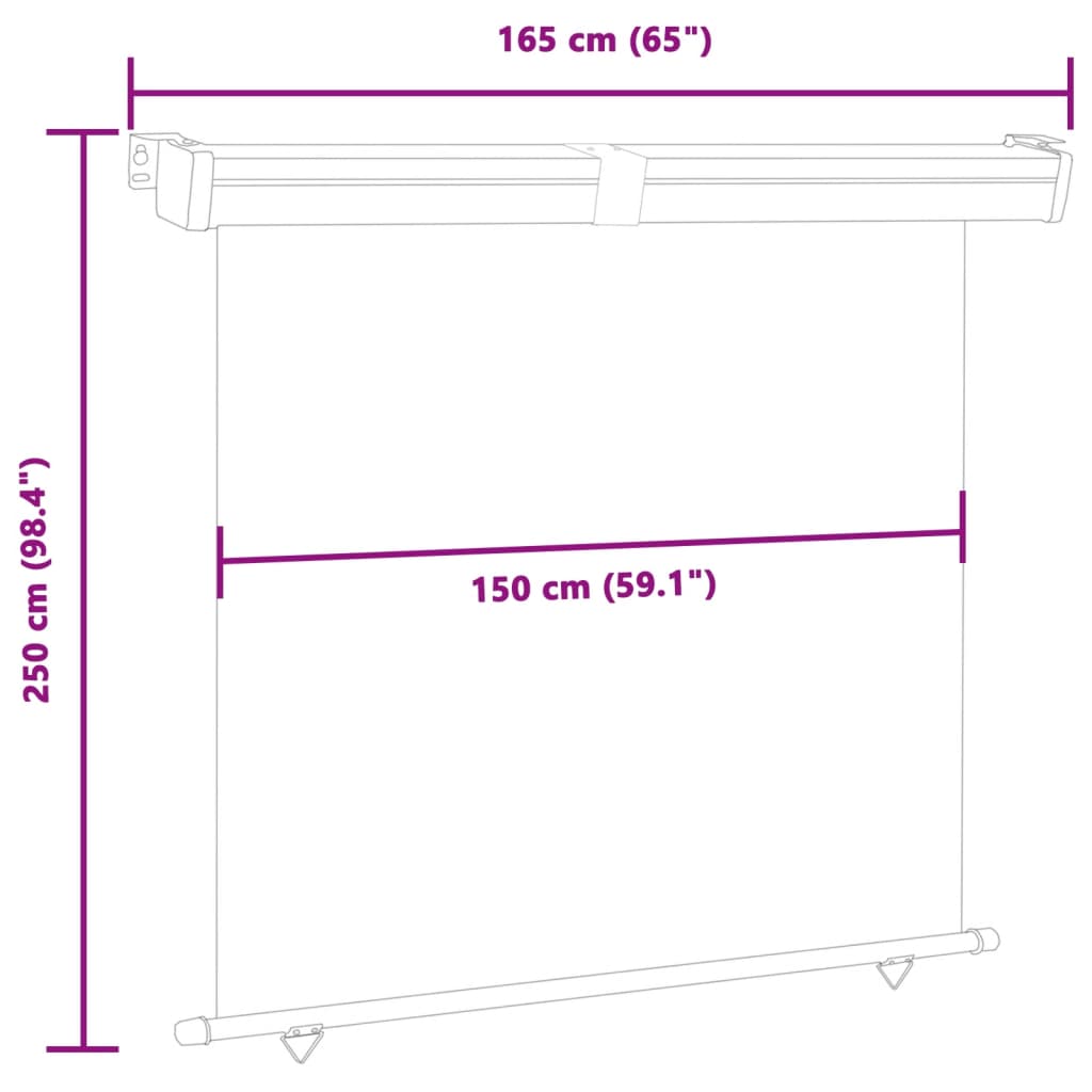 vidaXL Balcony Side Awning 63"x98.4" Gray