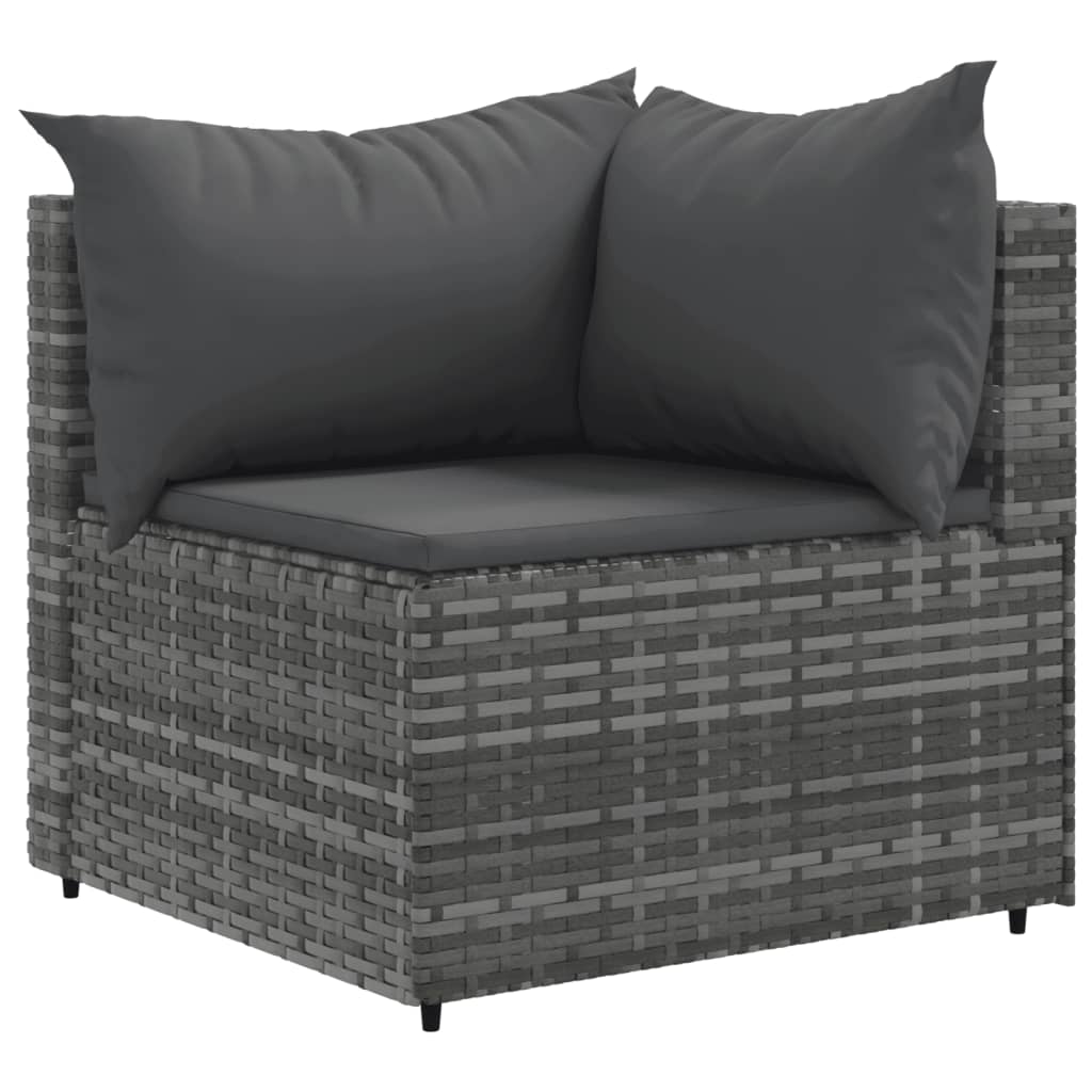 vidaXL 11 Piece Patio Sofa Set with Cushions Gray Poly Rattan