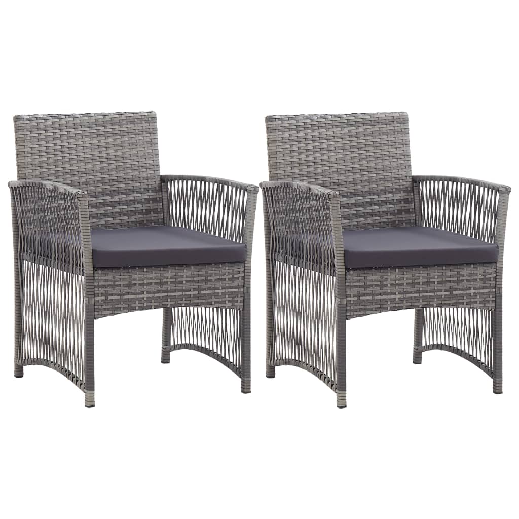 vidaXL Patio Armchairs with Cushions 2 pcs Anthracite Poly Rattan