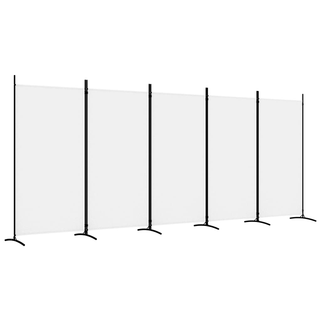 vidaXL 5-Panel Room Divider White 170.5"x70.9" Fabric