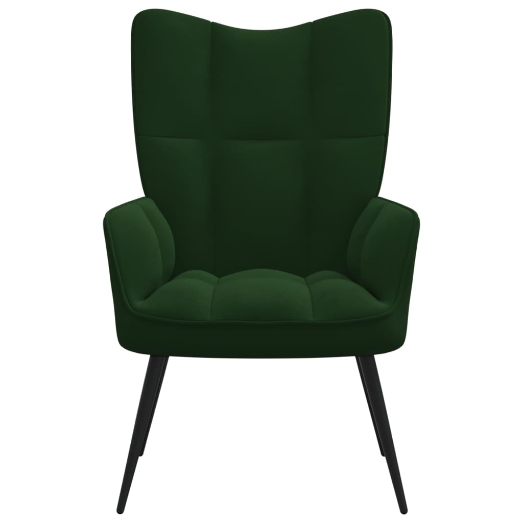 vidaXL Relaxing Chair Dark Green Velvet