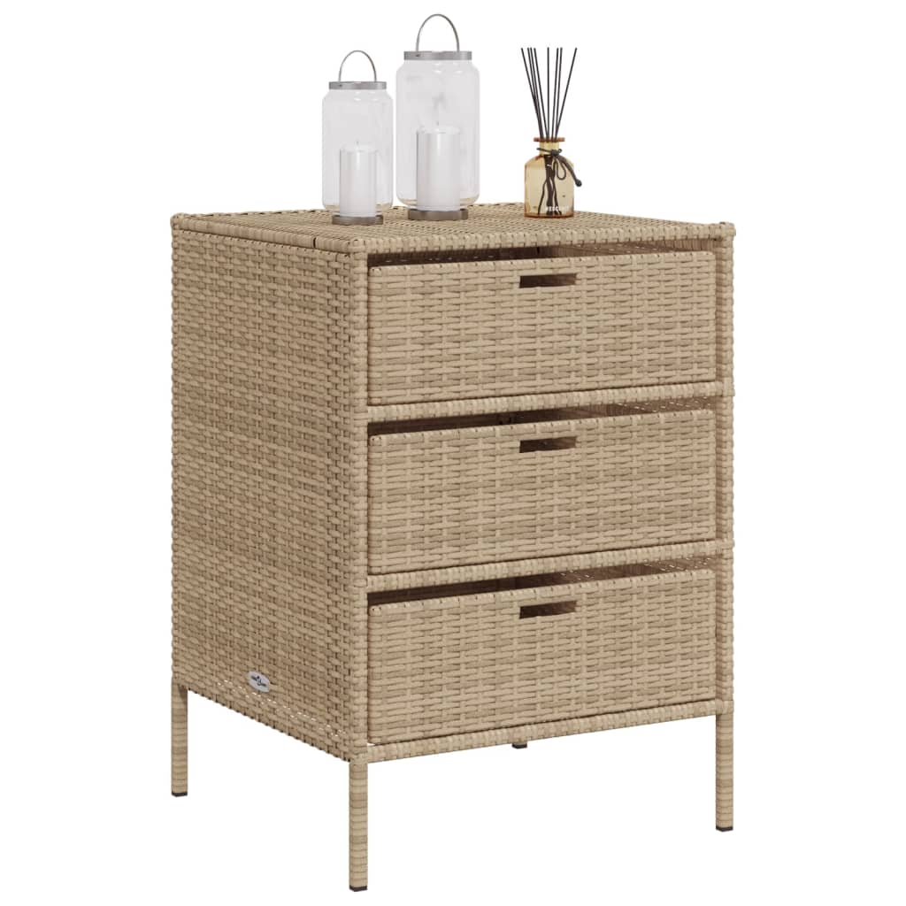 vidaXL Patio Storage Cabinet Beige 21.7"x23.2"x31.5" Poly Rattan