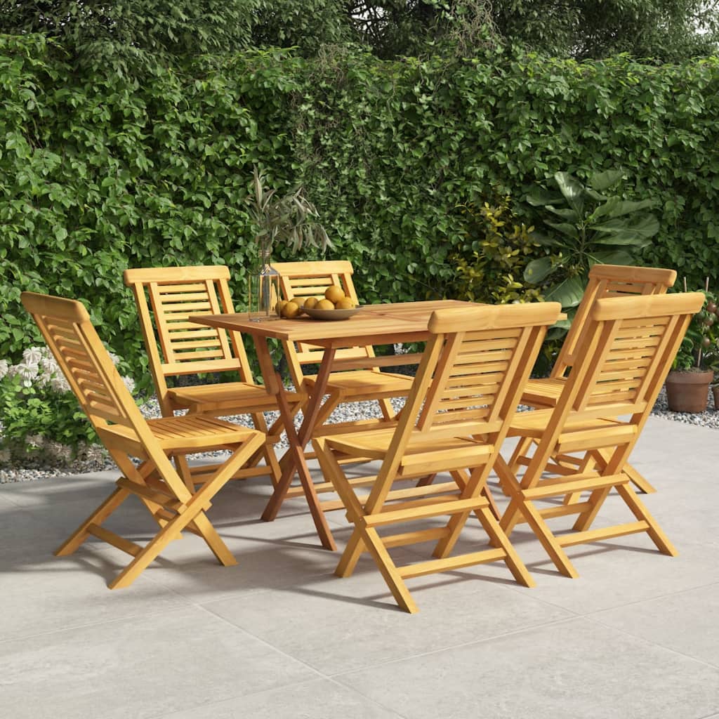 vidaXL Folding Patio Chairs 6 pcs 18.5"x24.8"x35.4" Solid Wood Teak