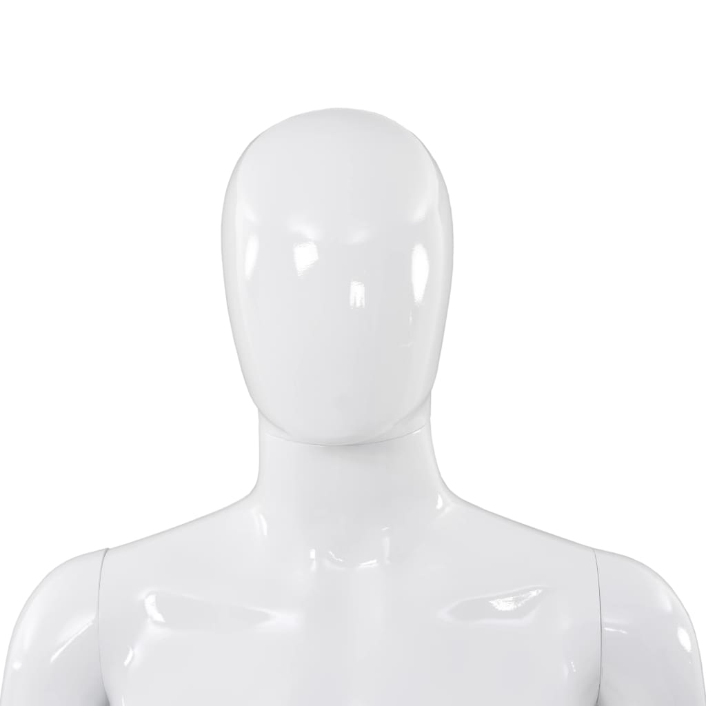 vidaXL Full Body Male Mannequin with Glass Base Glossy White 72.8"