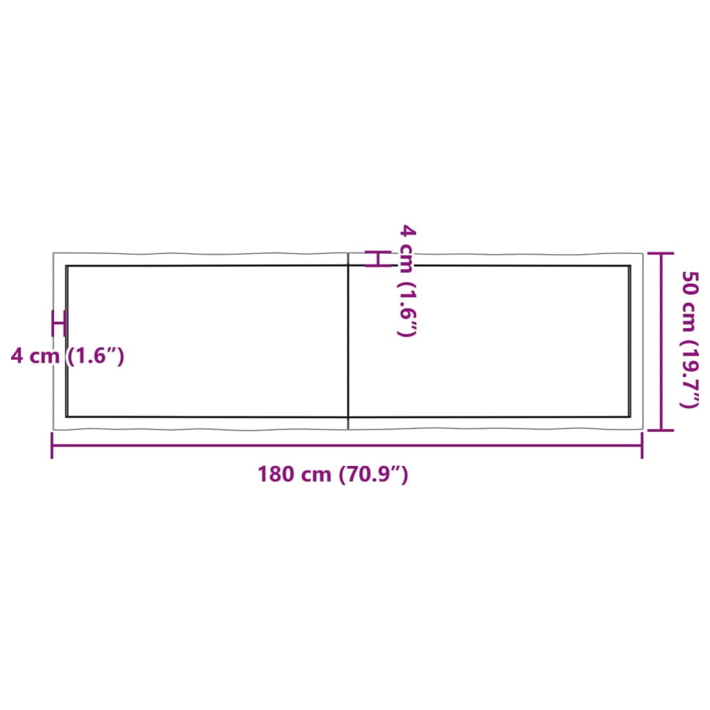 vidaXL Table Top Light Brown 70.9"x19.7"x(0.8"-1.6") Treated Solid Wood Live Edge