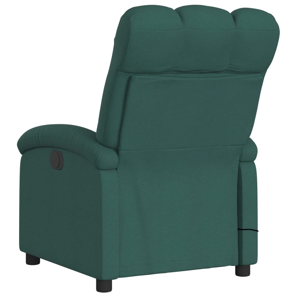 vidaXL Electric Massage Recliner Chair Dark Green Fabric