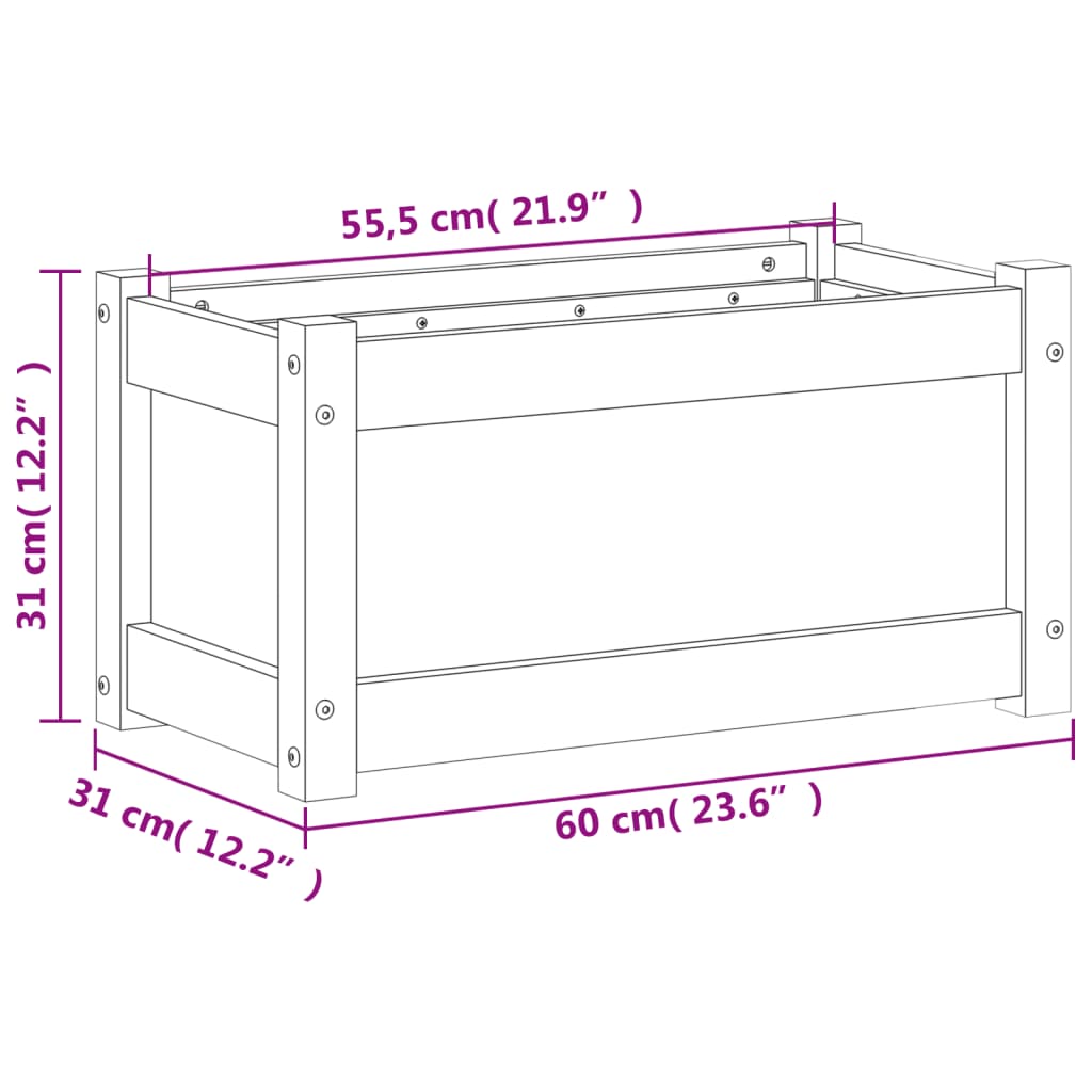 vidaXL Garden Planter 23.6"x12.2"x12.2" Solid Wood Douglas