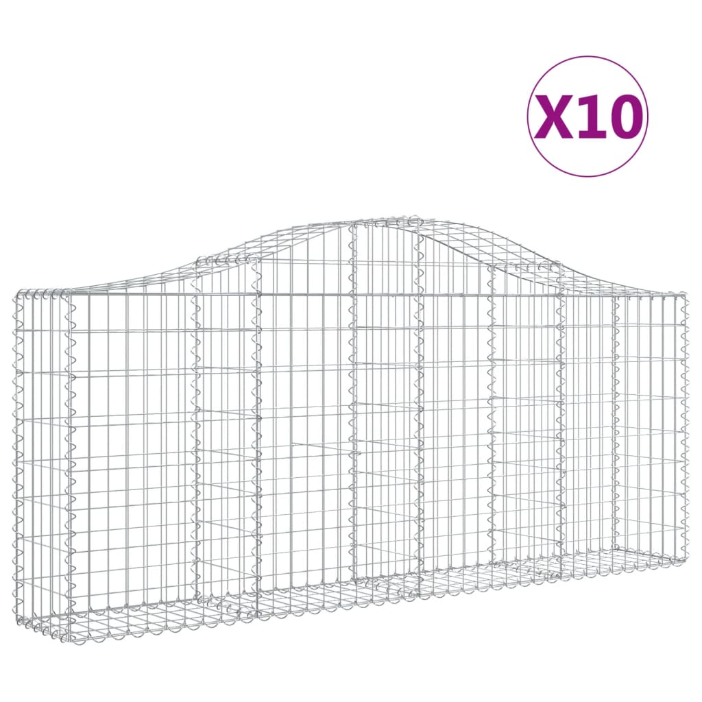 vidaXL Arched Gabion Baskets 10 pcs 78.7"x11.8"x31.5"/39.4" Galvanized Iron