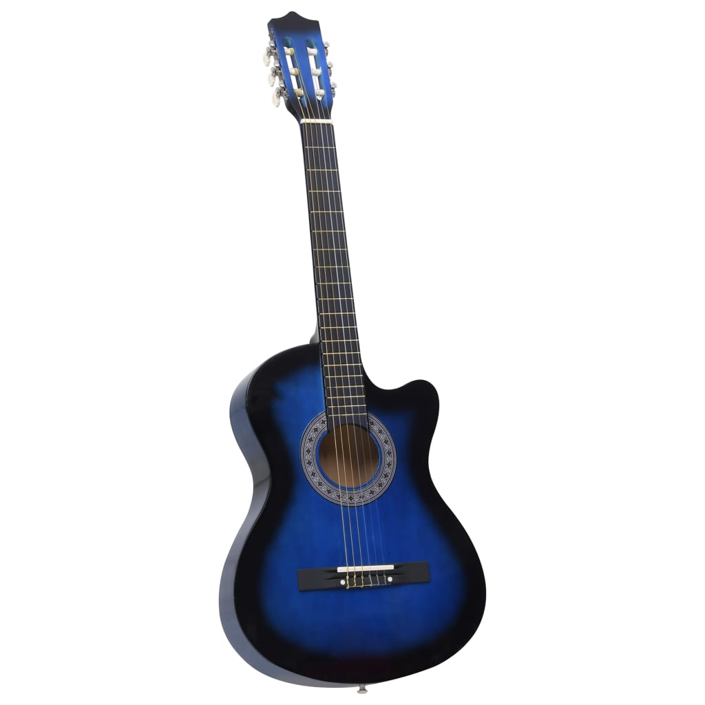 vidaXL Western Classical Cutaway Guitar with 6 Strings Blue Shaded 38"