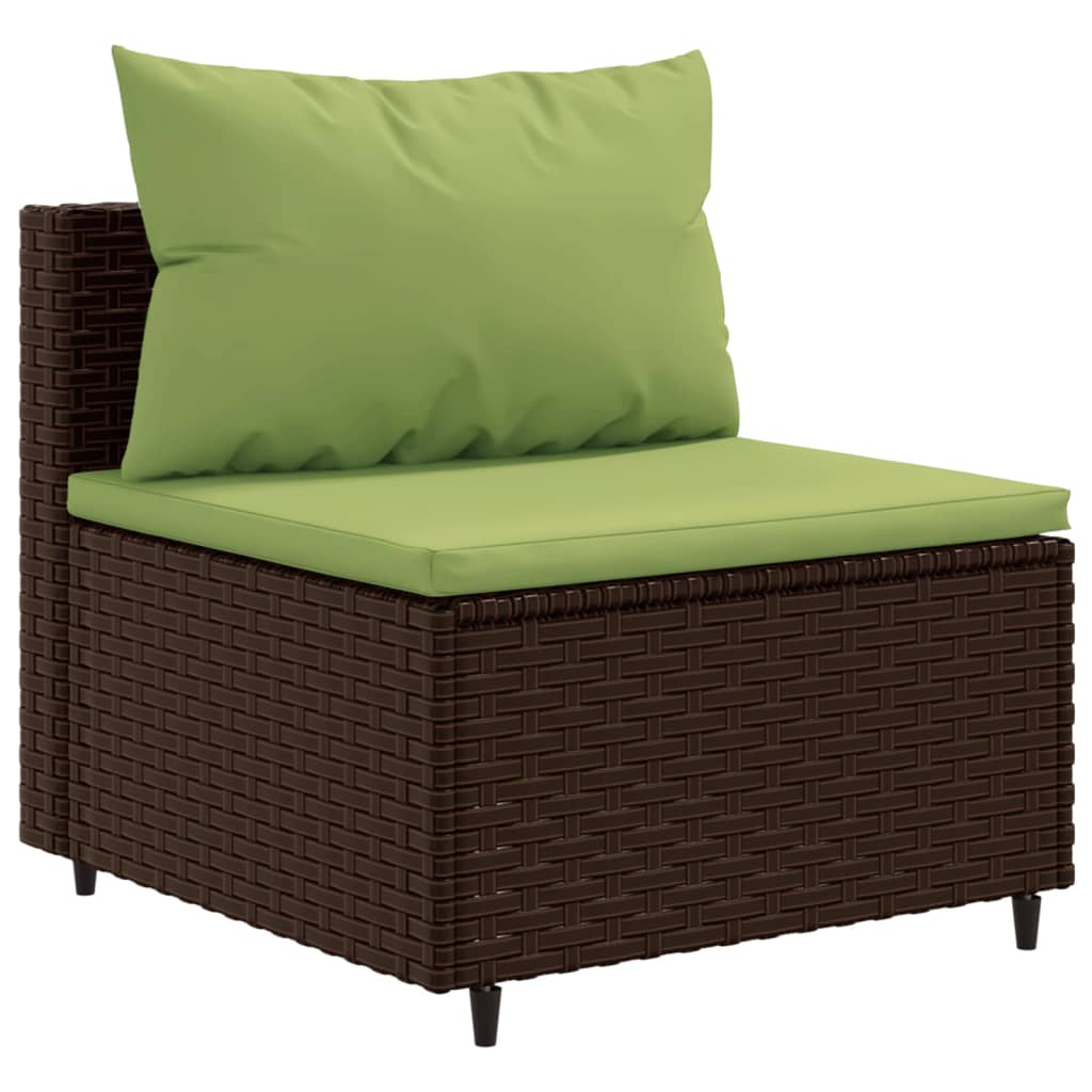 vidaXL 7 Piece Patio Lounge Set with Cushions Brown Poly Rattan