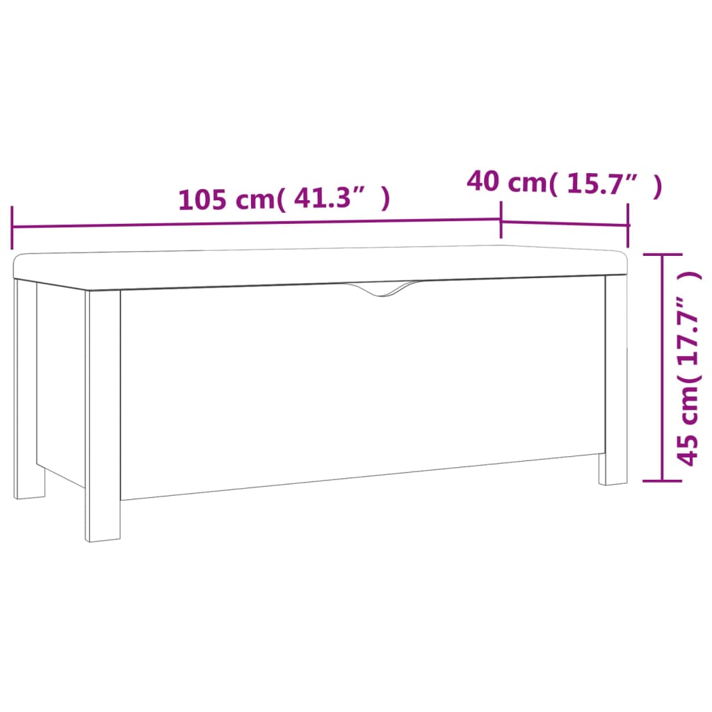 vidaXL Storage Box with Cushion White 41.3"x15.7"x17.7"