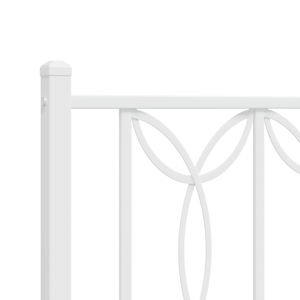 vidaXL Metal Bed Frame without Mattress with Headboard White 39.4"x78.7"