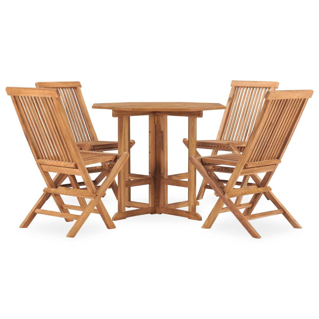 vidaXL 5 Piece Folding Patio Dining Set Solid Teak Wood