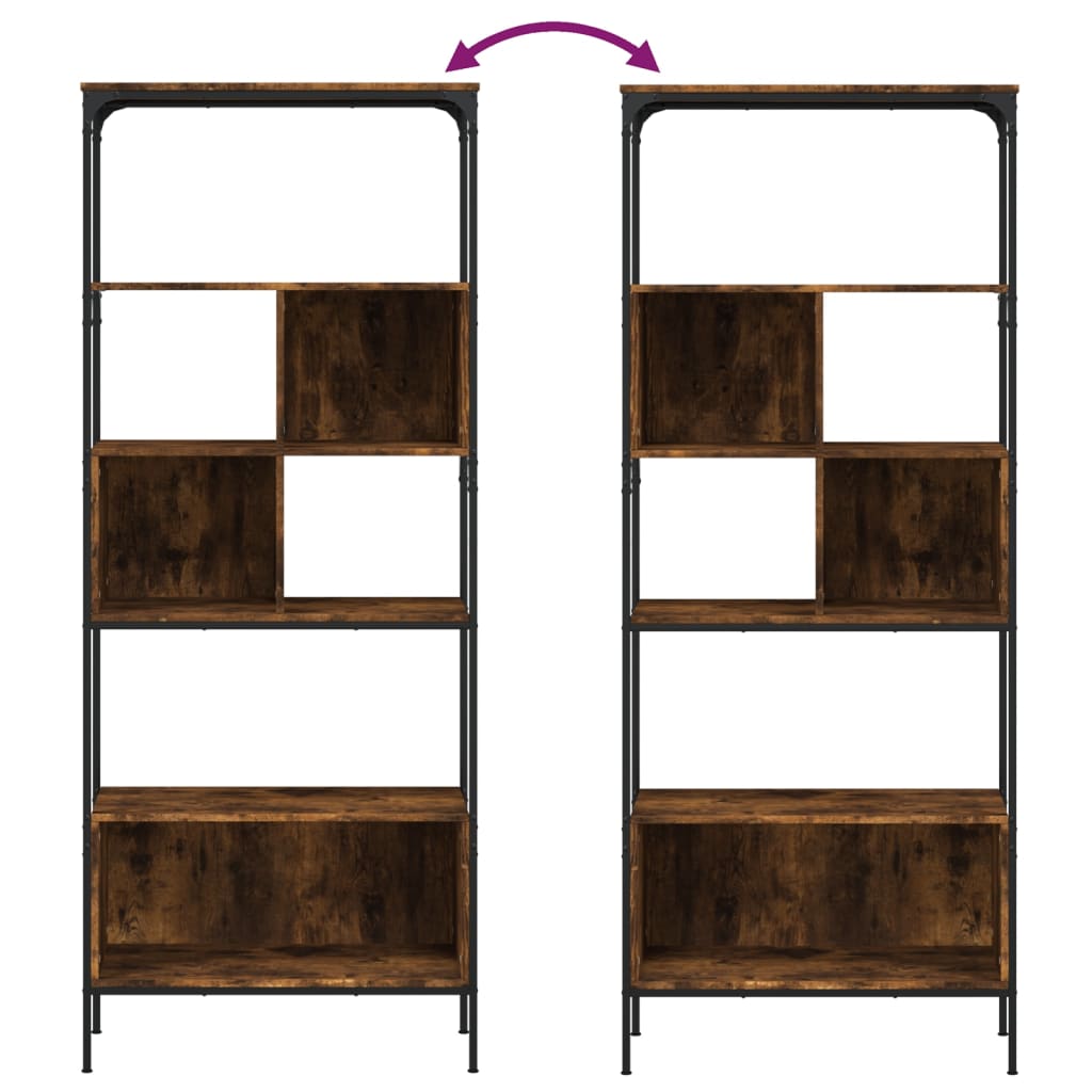 vidaXL Bookcase 5-Tier Smoked Oak 29.9"x13"x74.2" Engineered Wood