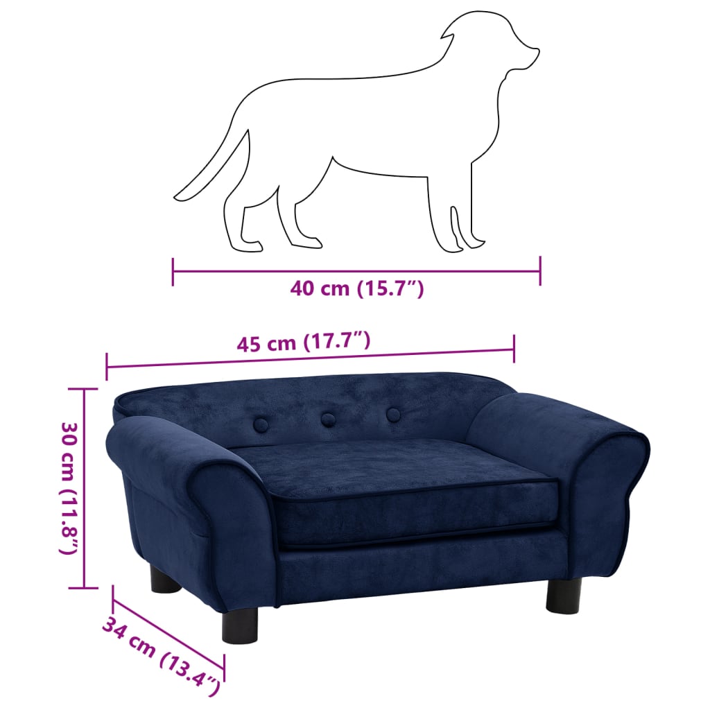 vidaXL Dog Sofa Blue 28.3"x17.7"x11.8" Plush