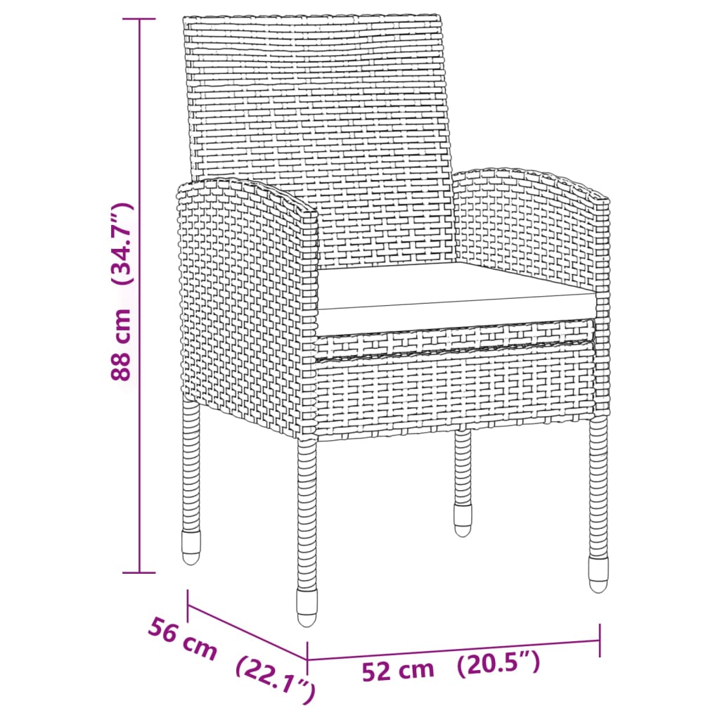 vidaXL 7 Piece Patio Dining Set Poly Rattan Black