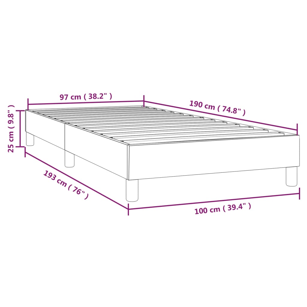 vidaXL Bed Frame Black 39.4"x74.8" Twin Faux Leather