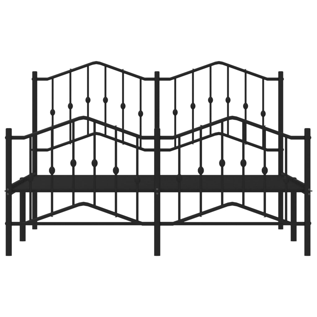 vidaXL Metal Bed Frame without Mattress with Footboard Black 59.1"x78.7"