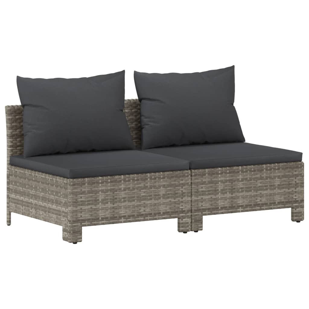 vidaXL 7 Piece Patio Lounge Set with Cushions Gray Poly Rattan