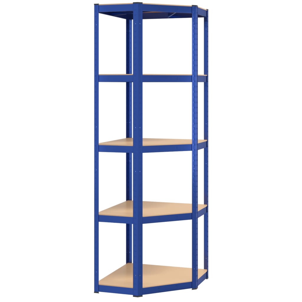 vidaXL 5-Layer Shelves 2 pcs Blue Steel&Engineered Wood