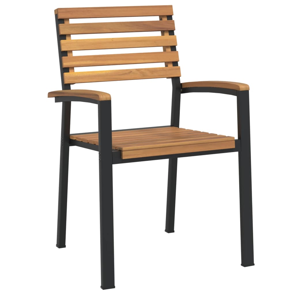 vidaXL Stackable Patio Chairs 8 pcs Solid Wood Acacia and Metal