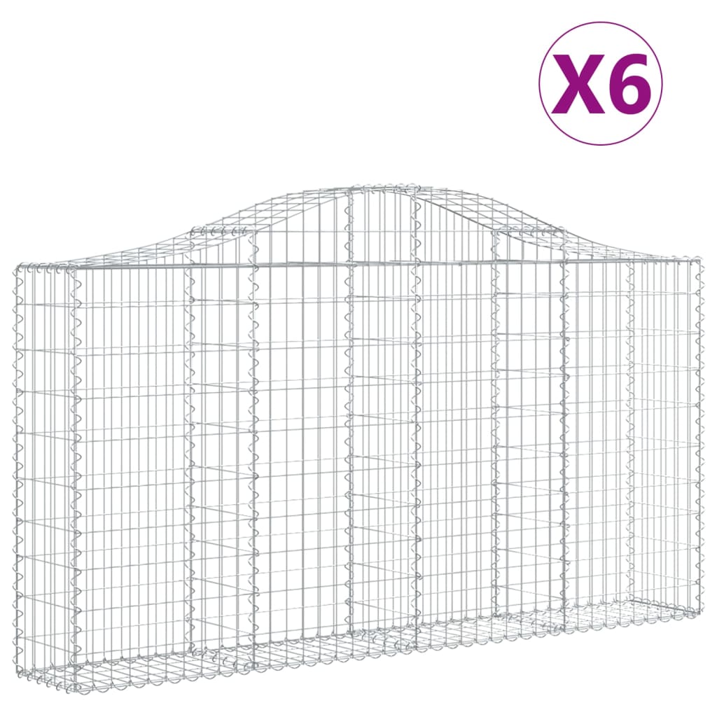 vidaXL Arched Gabion Baskets 6 pcs 78.7"x11.8"x39.4"/47.2" Galvanized Iron