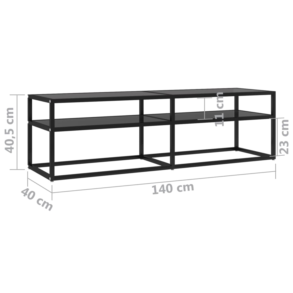 vidaXL TV Stand Black 55.1"x15.7"x15.9" Tempered Glass