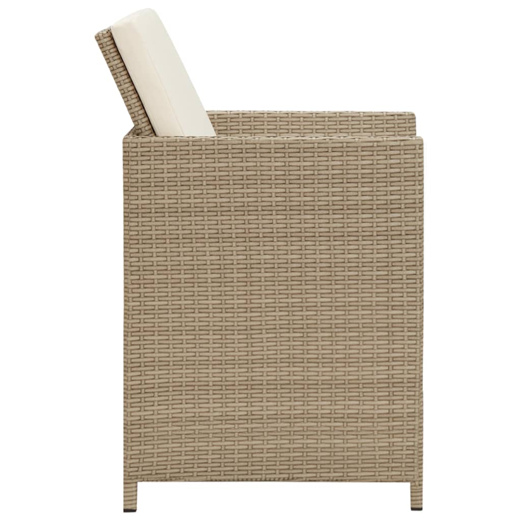 vidaXL Patio Chairs with Cushions 2 pcs Poly Rattan Beige