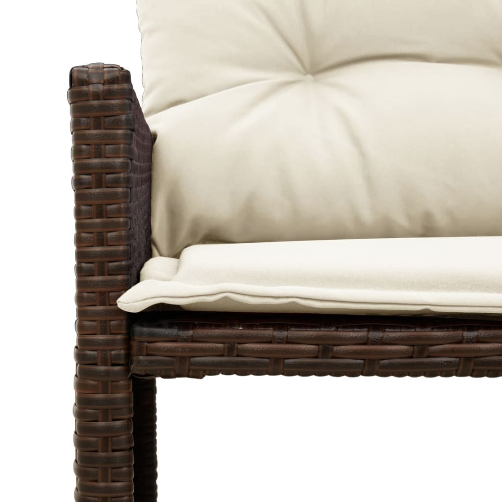 vidaXL Patio Sofa with Table and Cushions L-Shaped Brown Poly Rattan