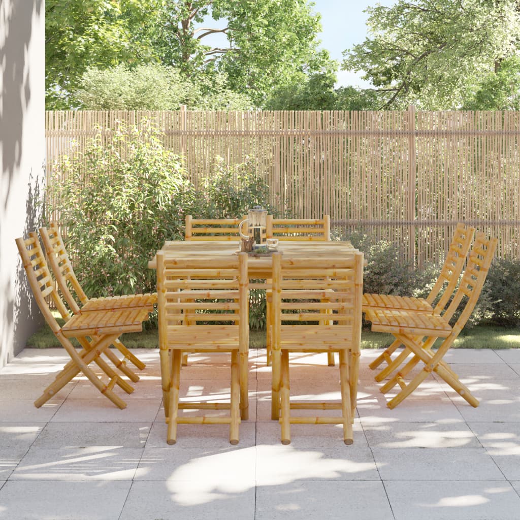 vidaXL Folding Patio Chairs 8 pcs 16.9"x21.3"x34.6" Bamboo