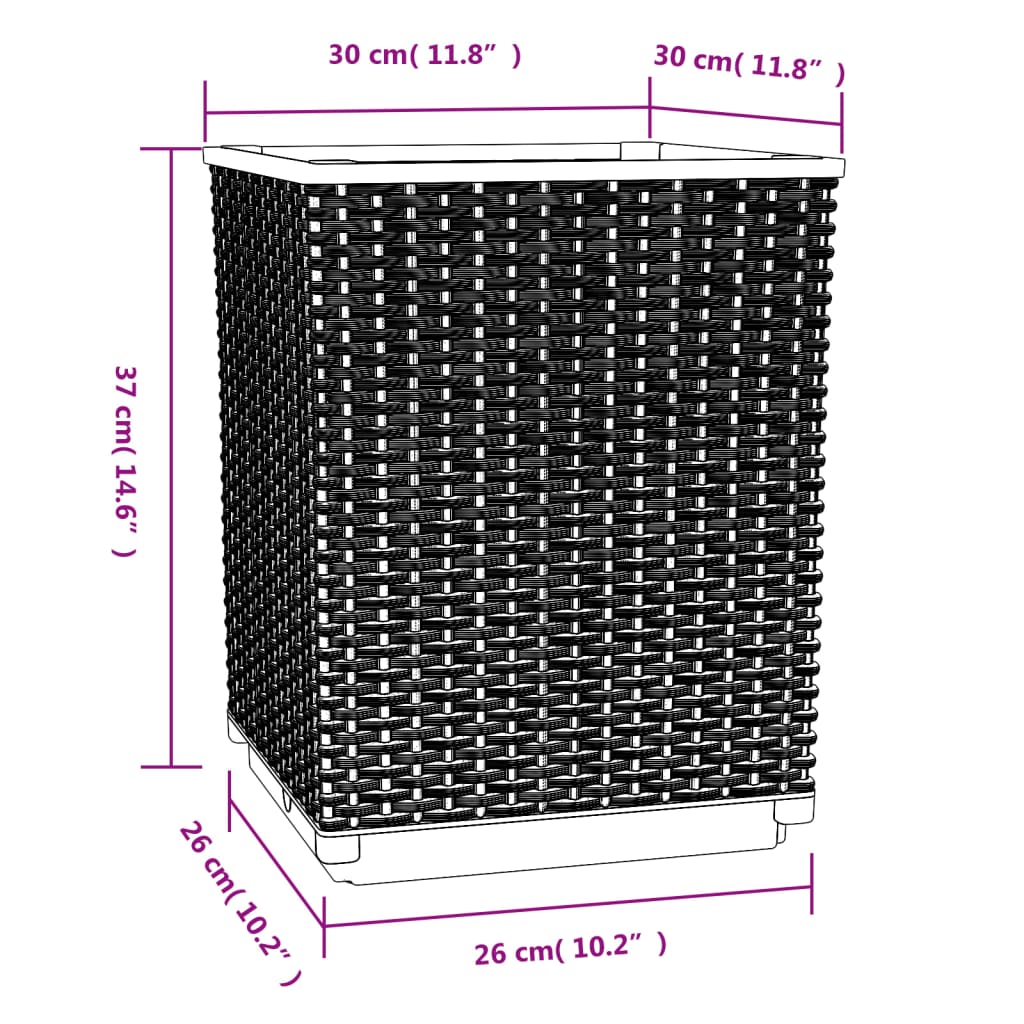 vidaXL Planters 4 pcs Black 11.8"x11.8"x14.6" Polypropylene