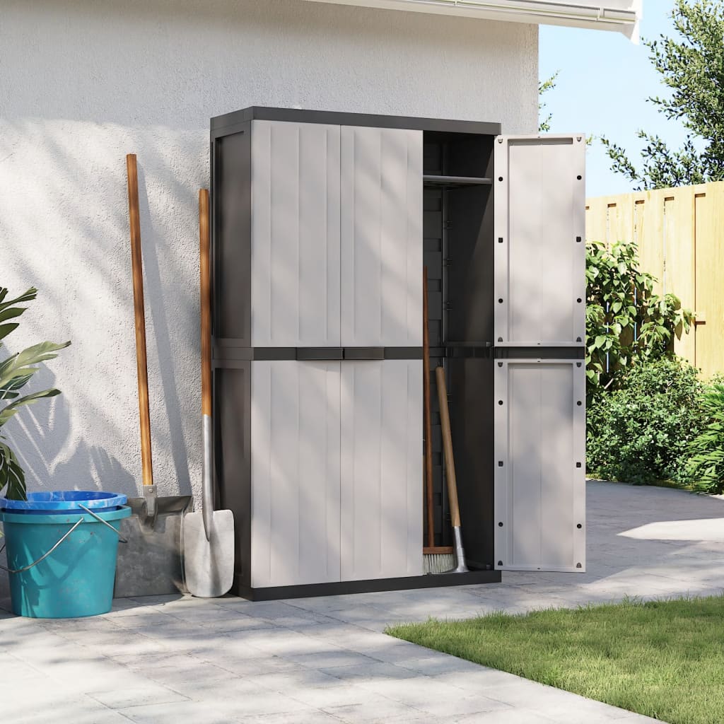 vidaXL Outdoor Storage Cabinet Gray and Black 38.2"x14.6"x65" PP