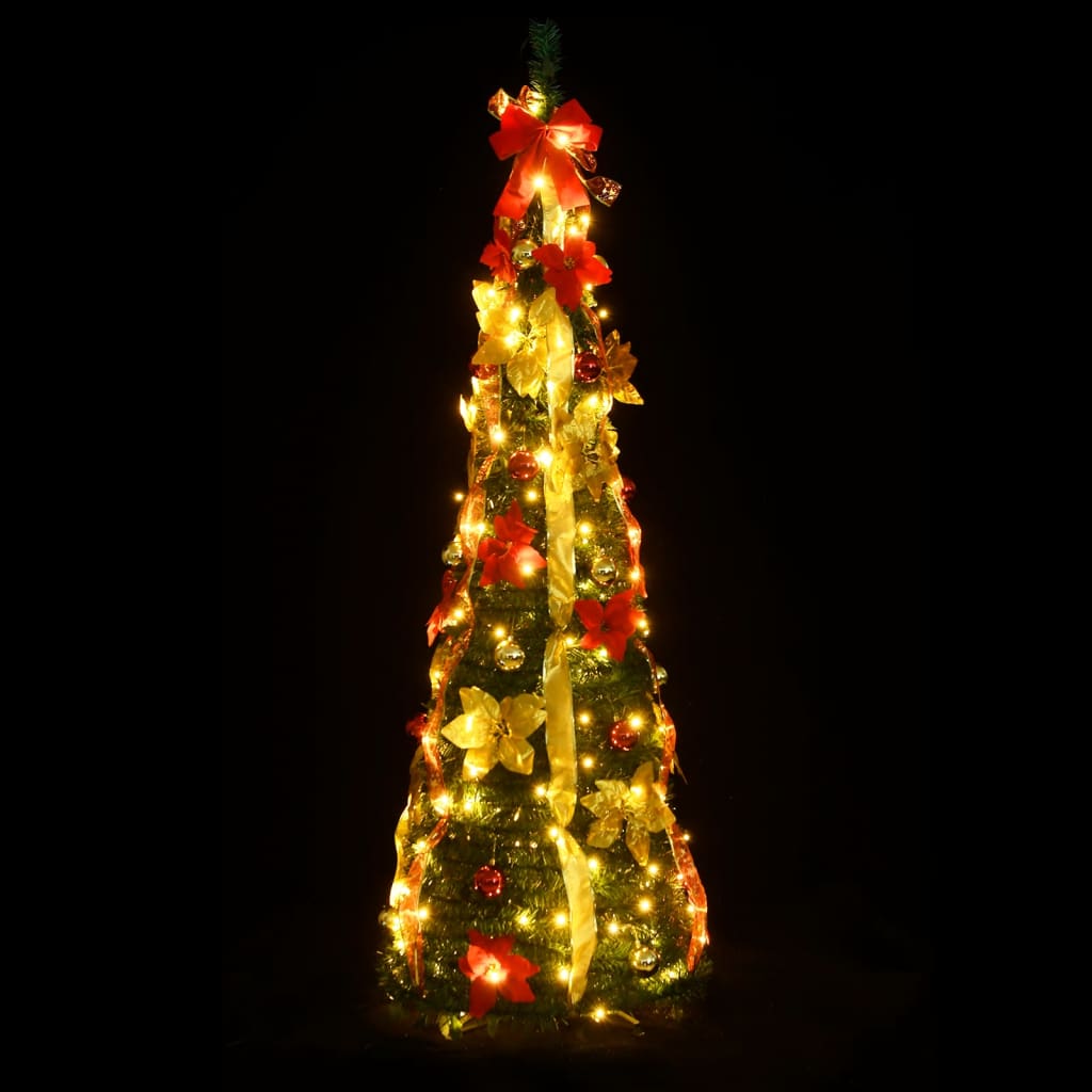 vidaXL Artificial Christmas Tree Pop-up 150 LEDs Green 70.9"