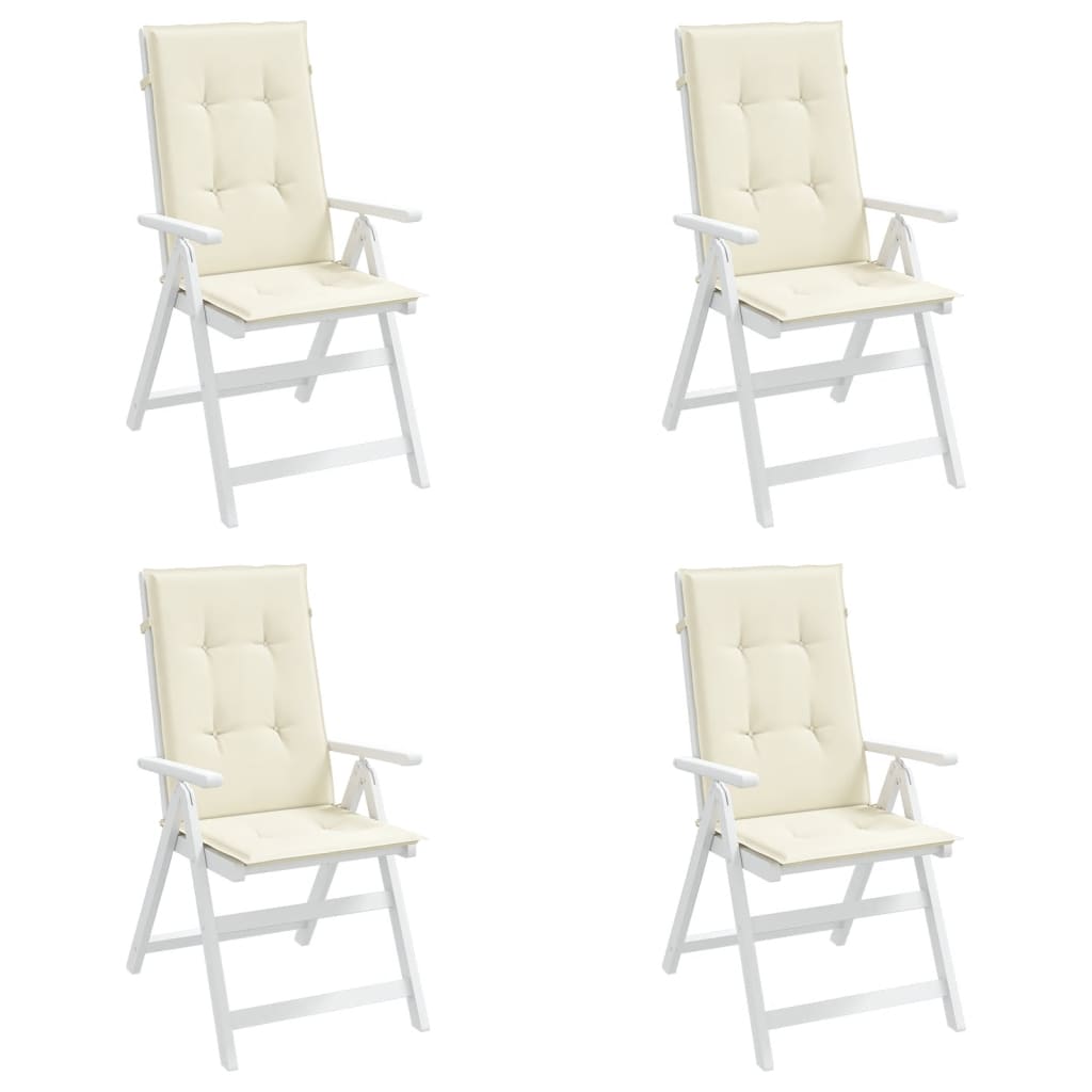 vidaXL Garden Highback Chair Cushions 4 pcs Cream 47.2"x19.7"x1.2" Fabric