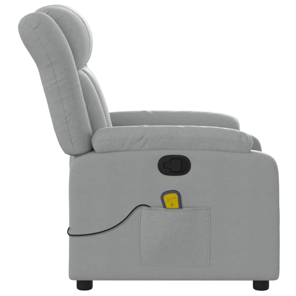 vidaXL Massage Recliner Chair Light Gray Fabric