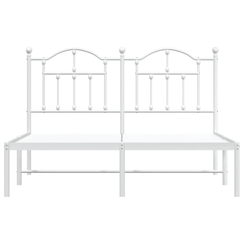 vidaXL Metal Bed Frame without Mattress with Headboard White 59.1"x78.7"