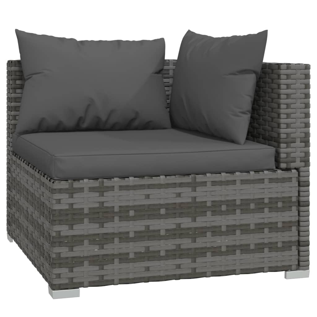 vidaXL 10 Piece Patio Lounge Set with Cushions Gray Poly Rattan