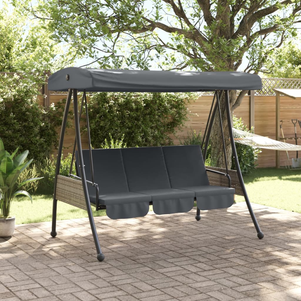 vidaXL Patio Swing Bench with Adjustable Canopy Dark Gray Steel