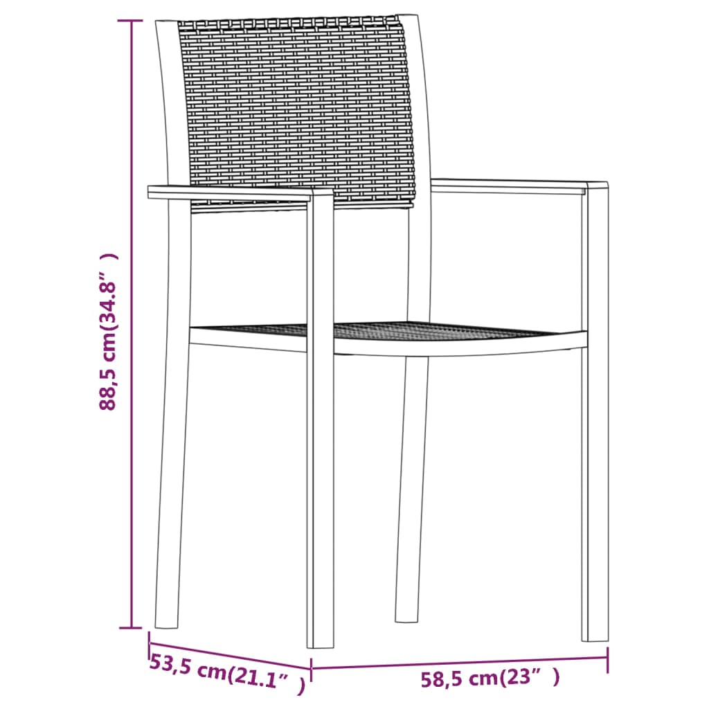 vidaXL 5 Piece Patio Dining Set Black