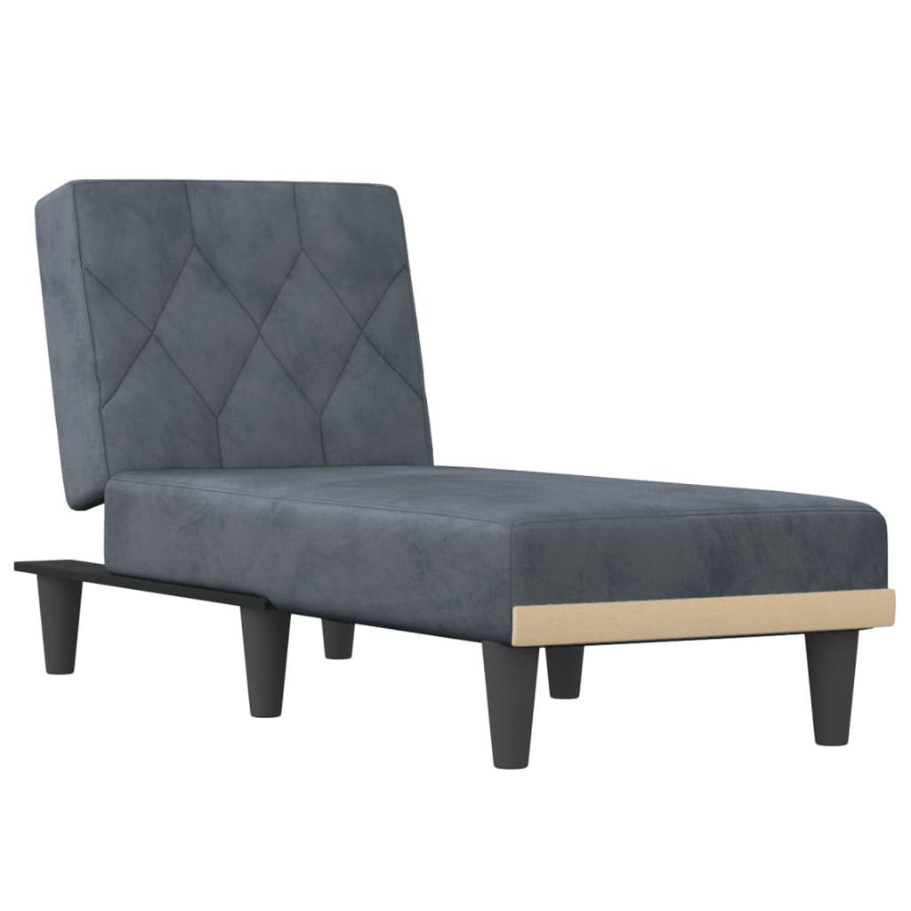 vidaXL Chaise Longue Dark Gray Velvet