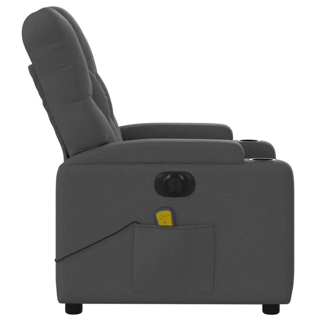 vidaXL Electric Massage Recliner Chair Dark Gray Fabric