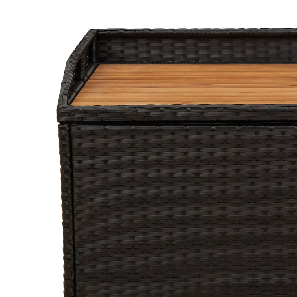 vidaXL Storage Bench Black 39.4"x19.7"x20.5" Poly Rattan and Acacia Wood