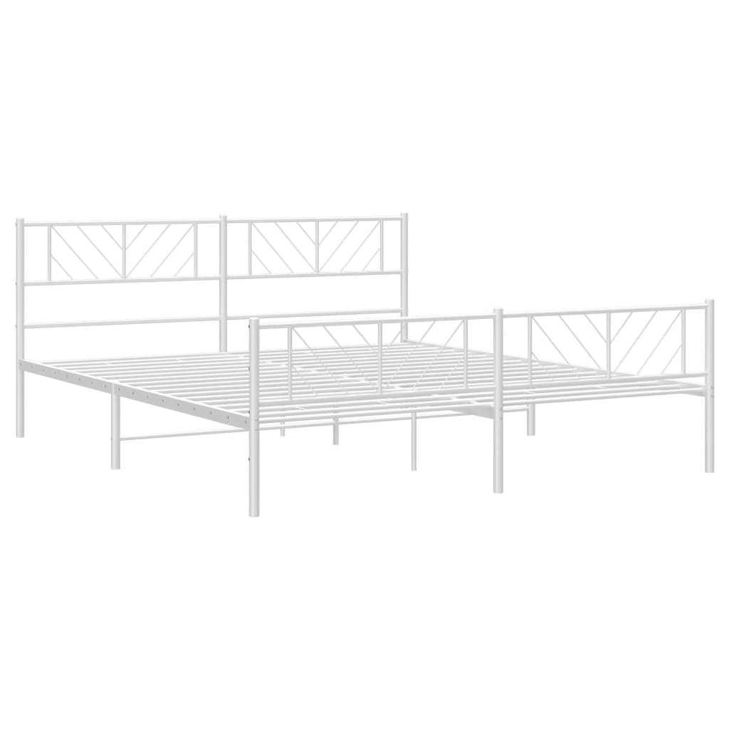 vidaXL Metal Bed Frame without Mattress with Footboard White 72"x83.9"