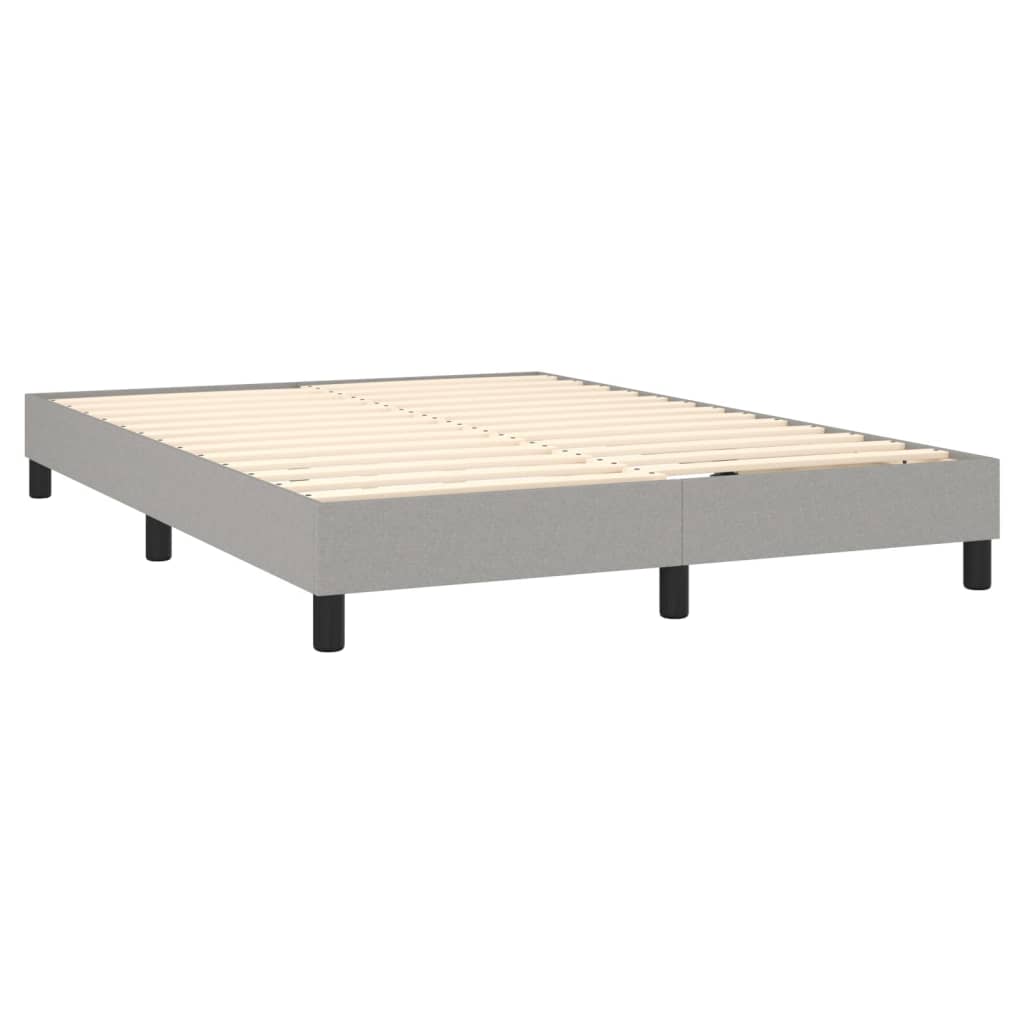 vidaXL Box Spring Bed with Mattress Light Gray Full Fabric