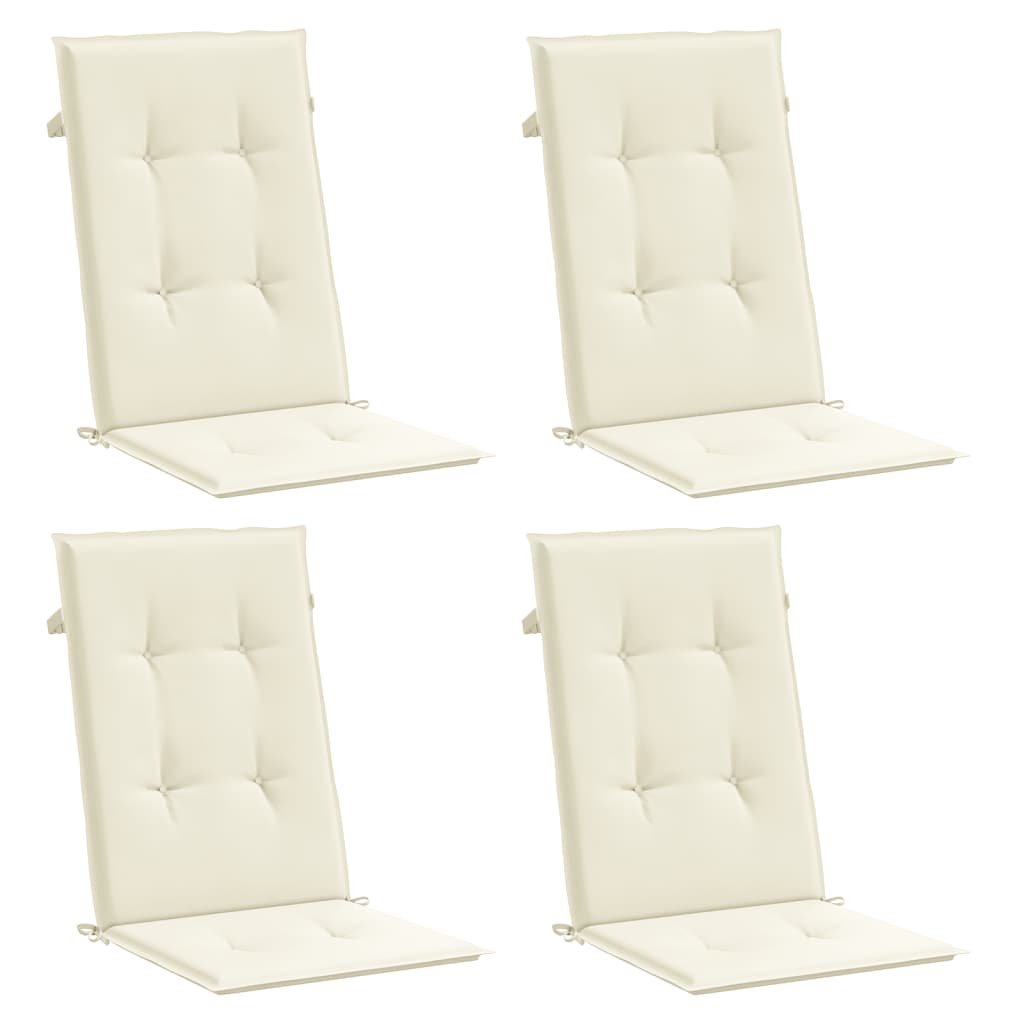 vidaXL Garden Highback Chair Cushions 4 pcs Cream 47.2"x19.7"x1.2" Fabric