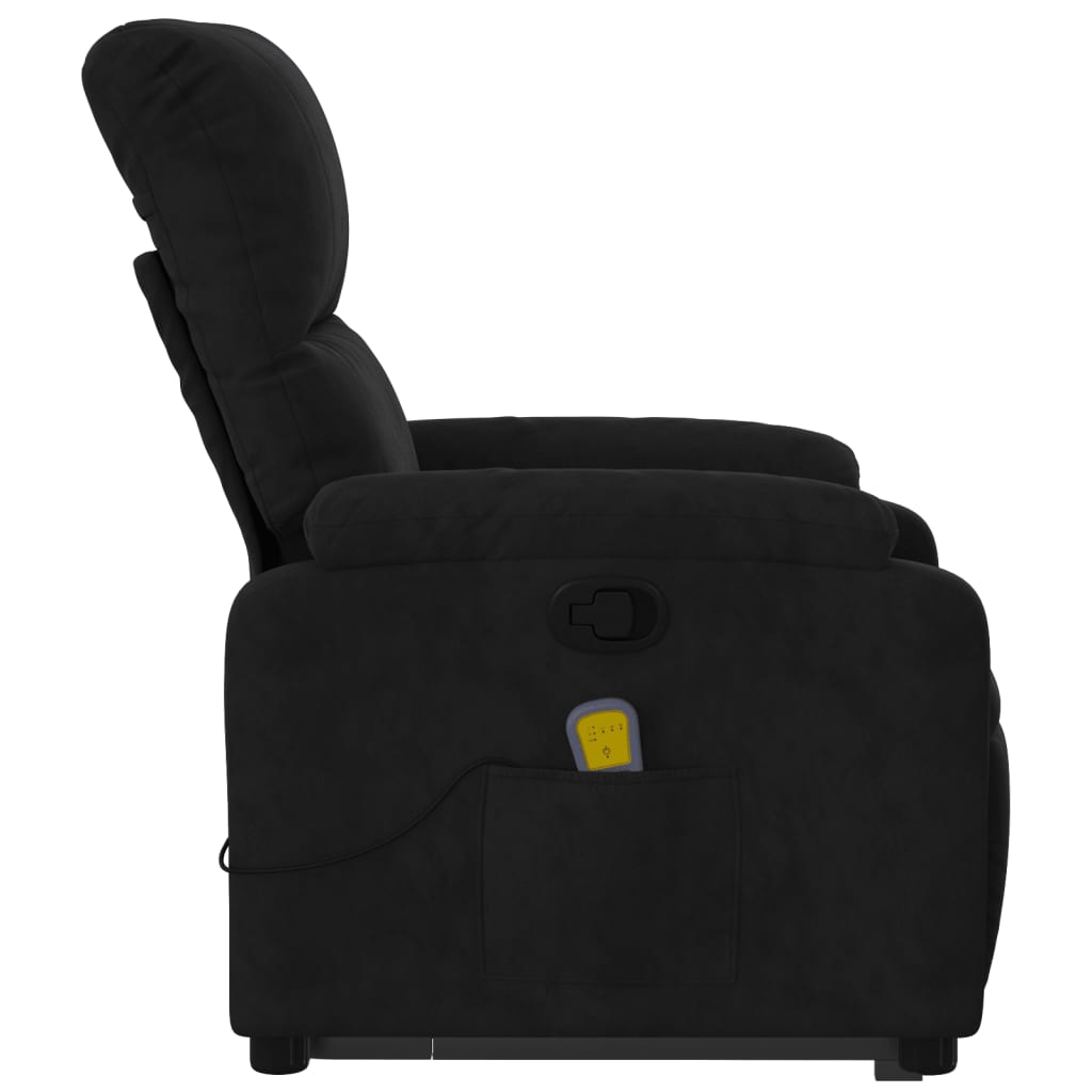 vidaXL Stand up Massage Recliner Chair Black Microfiber Fabric