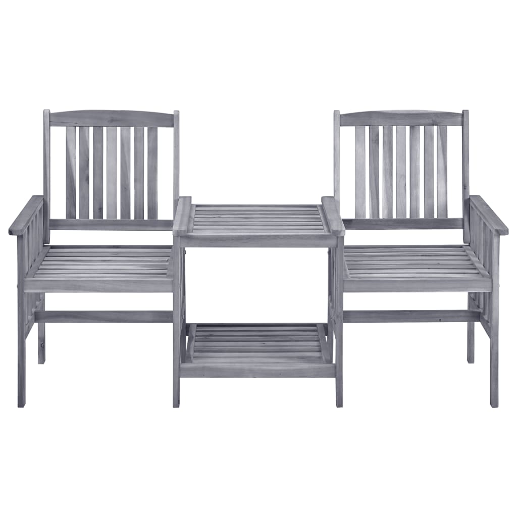 vidaXL Patio Chairs with Tea Table and Cushions Solid Acacia Wood