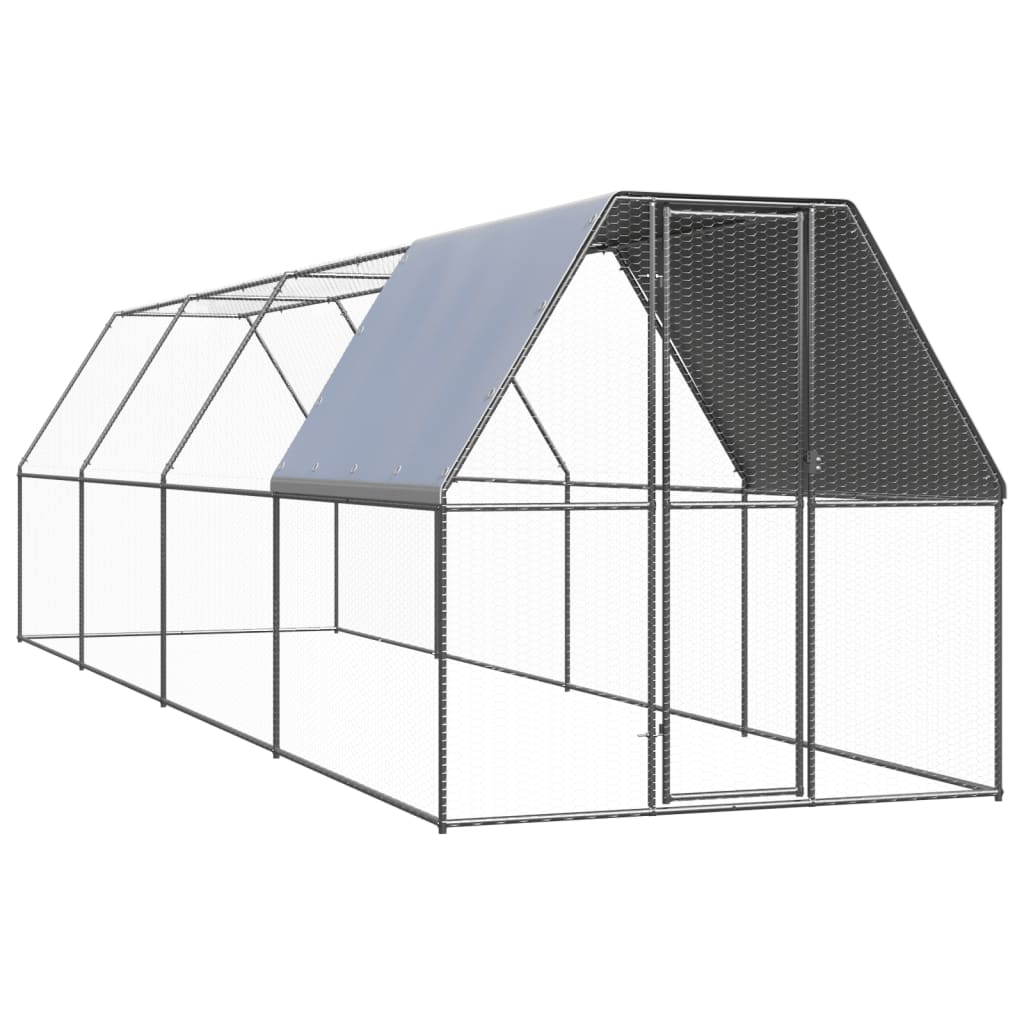 vidaXL Outdoor Chicken Cage 6.6'x26.2'x6.6' Galvanized Steel